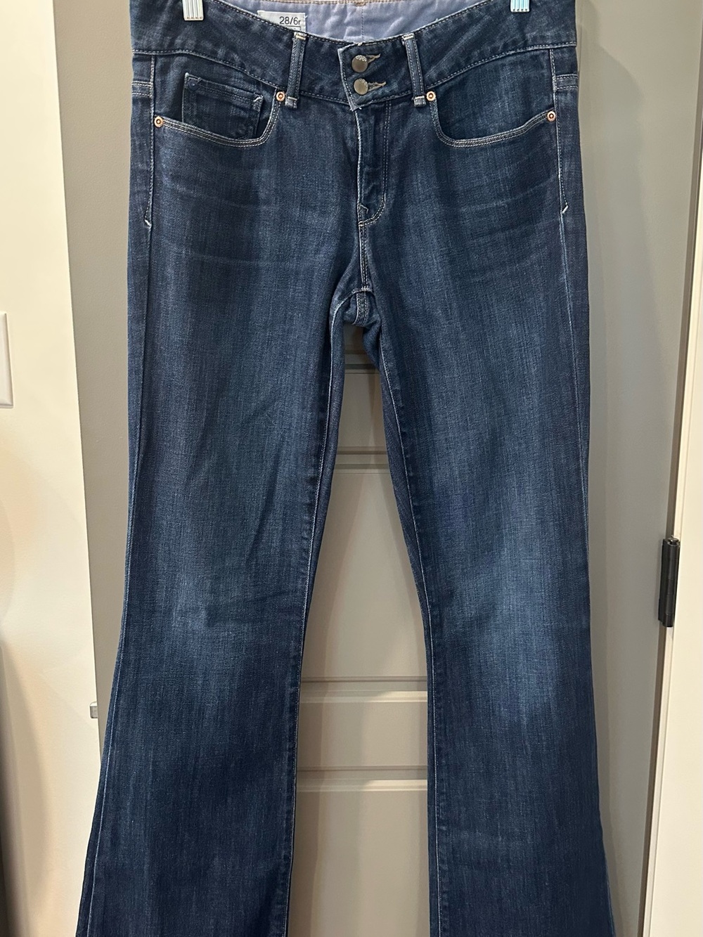 Mid-Rise Dark Blue Flare Jeans for Women